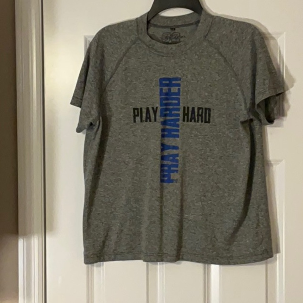 Gray 'Play Harder Pray Harder' T-Shirt